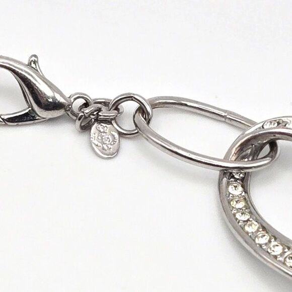 Premier Designs Chunky Silver Tone Large Link Necklace with Rhinestones 16"-18" - Picture 2 of 5